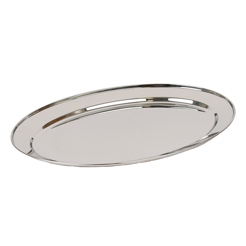Argon Tableware - Oval Stainless Steel Serving Platter, 3cm H x 50cm W x 35cm L