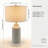 21.26" Textured Ceramic Table Lamp with Linen Drum Shade, Ivory/White with Gold Accent, 60W Max, for Bedroom & Living Room