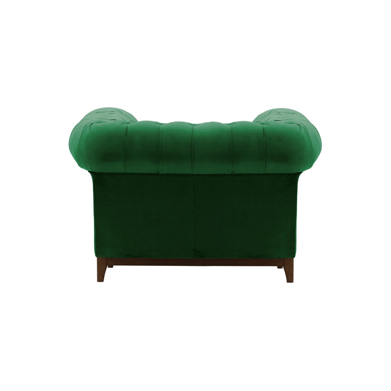 Frye Velvet Chesterfield Chair, Walnut, Green