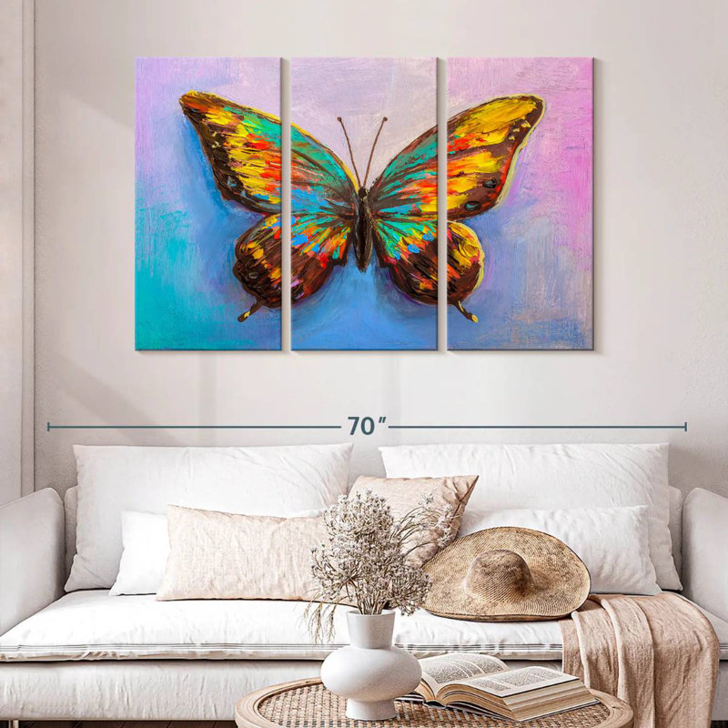 Vibrant Butterfly Painting, 32" H x 50" W