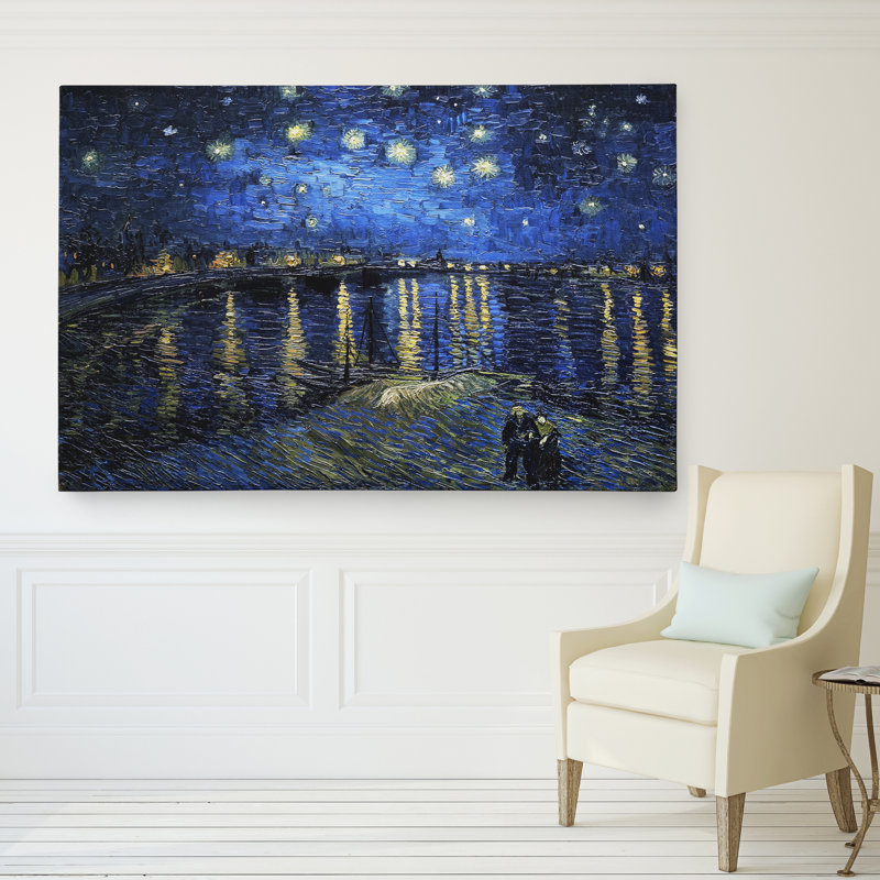 «Over the Rhane» par Vincent Van Gogh - reproduction d'art sur toile, H 24 po x l 36 po x P 1,5 po, Toile tendue