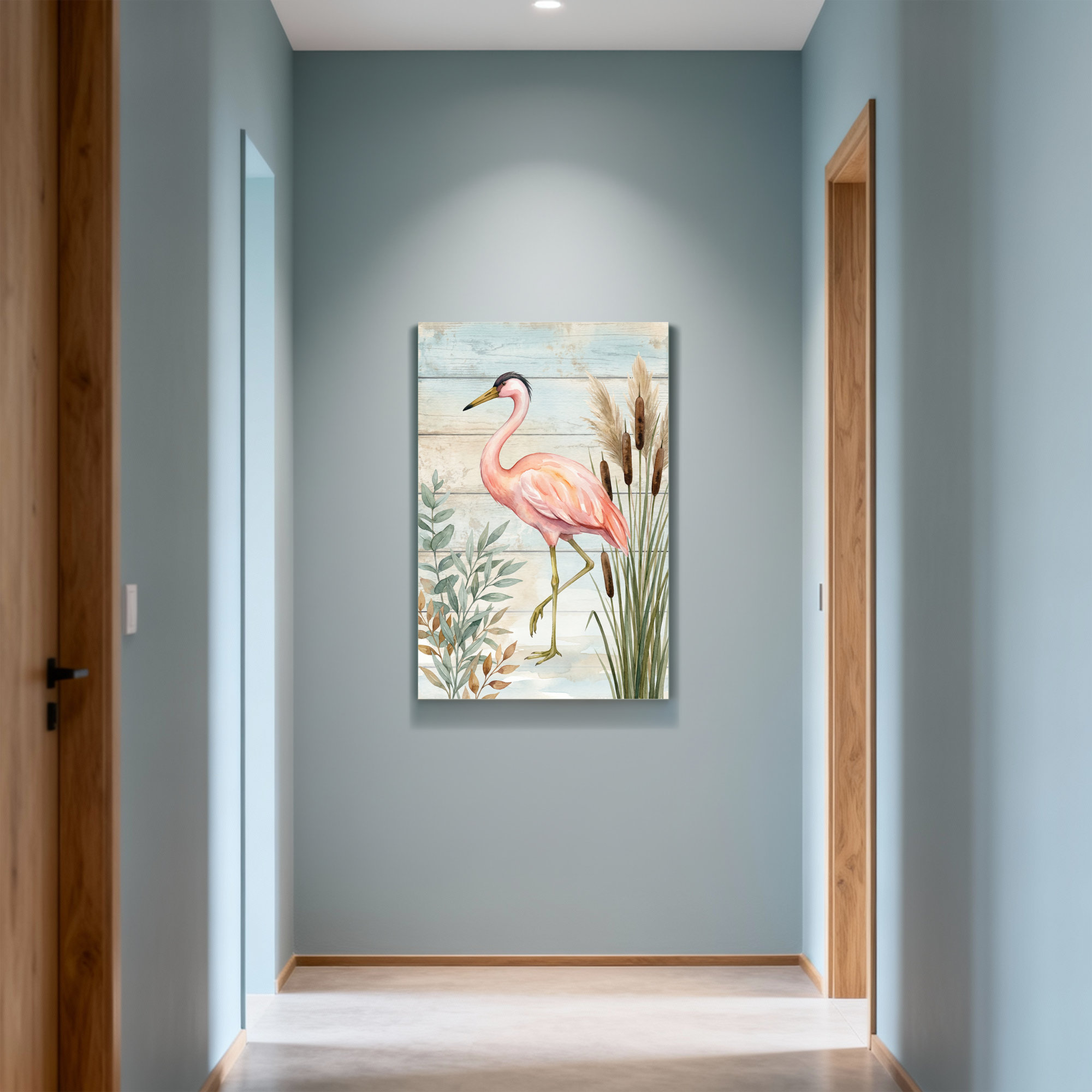 Winston Porter Animals Pink Flamingo Standing Amid Reeds And Leaves ...