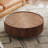 Walnut Wood Grain Pattern Round Coffee Table With 2 Storage For Living Room-1866624402