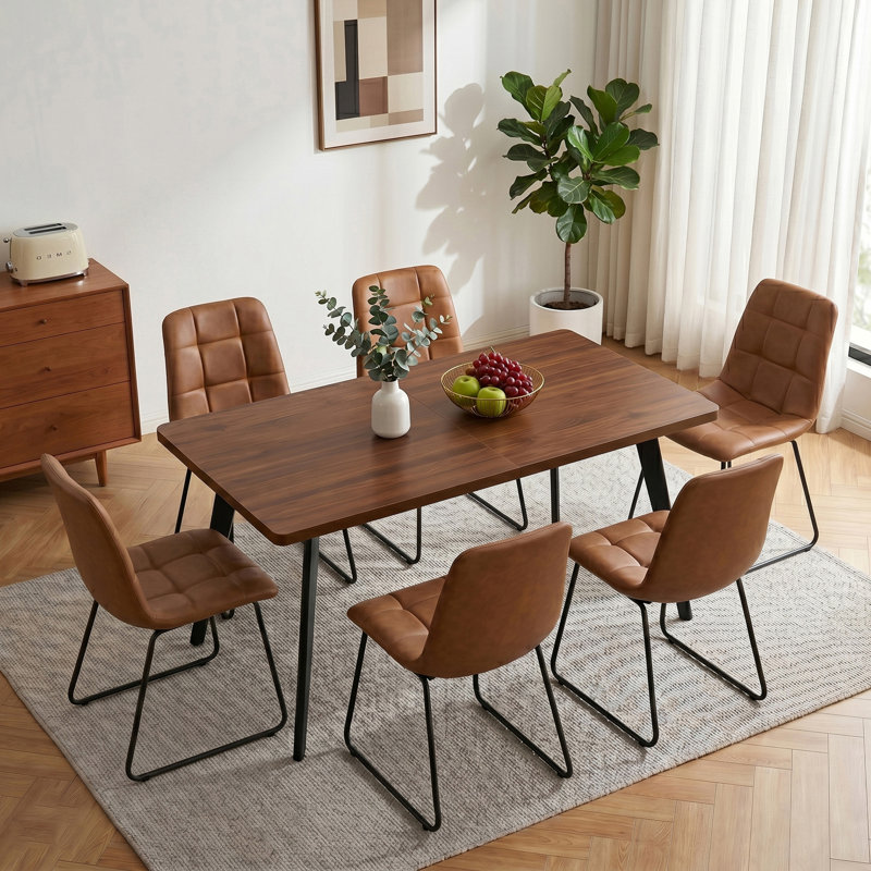 Ensemble de salle à manger extensible 7 pièces Devault, Brown, Brun