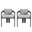 Chaise de patio d'extérieur en aluminium, ensemble de 2, finition noire avec coussin gris