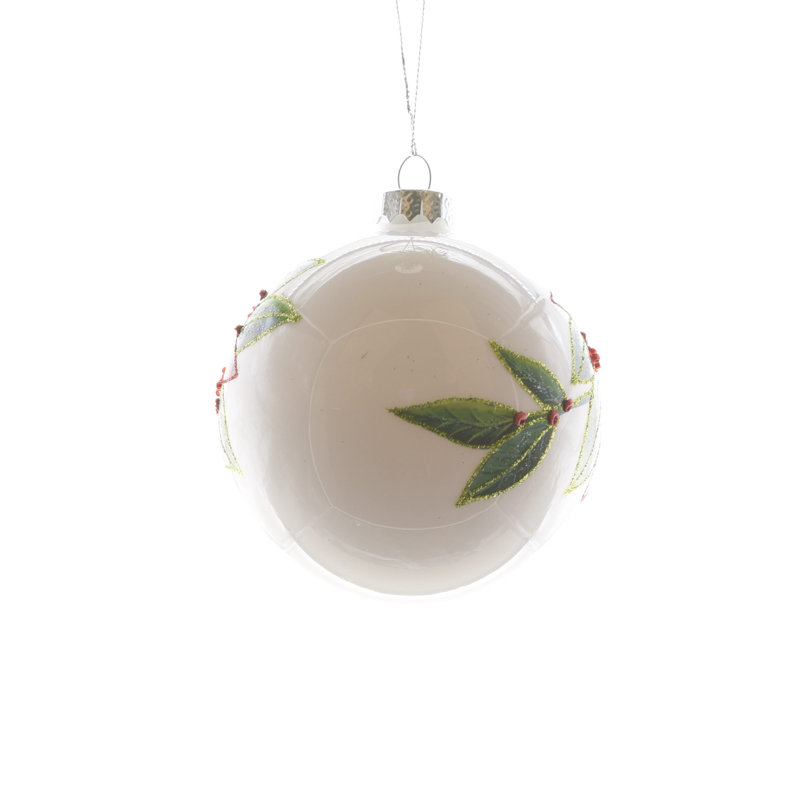 Ornement boule blanche suspendue (paquet de 2)