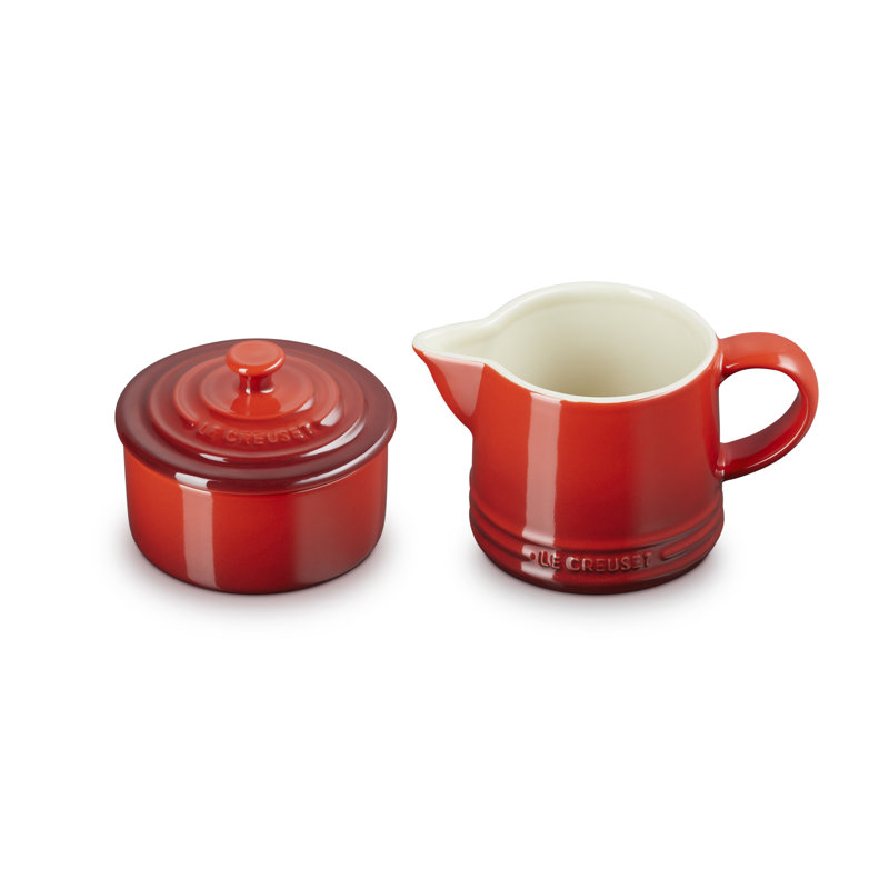 Le Creuset Stoneware Milk & Sugar Set, Cerise