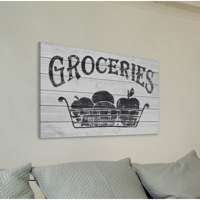 Épicerie ici - art textuel sur bois sans cadre