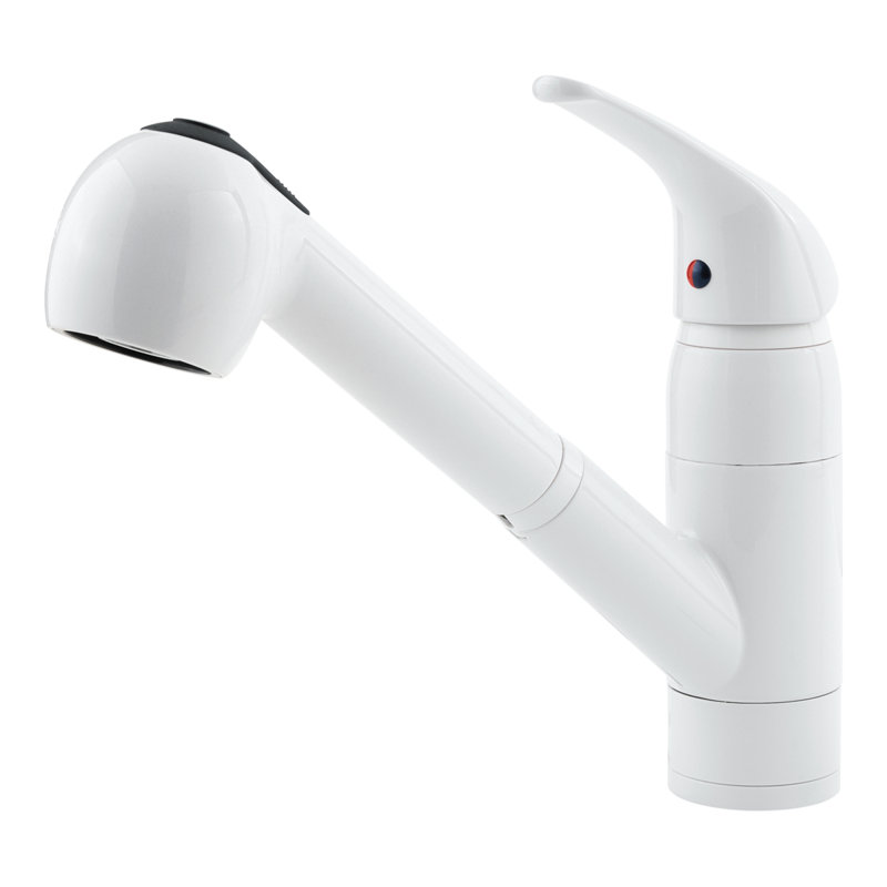 Pfirst Series Pull Out Single Handle Kitchen Faucet with Accessories, White