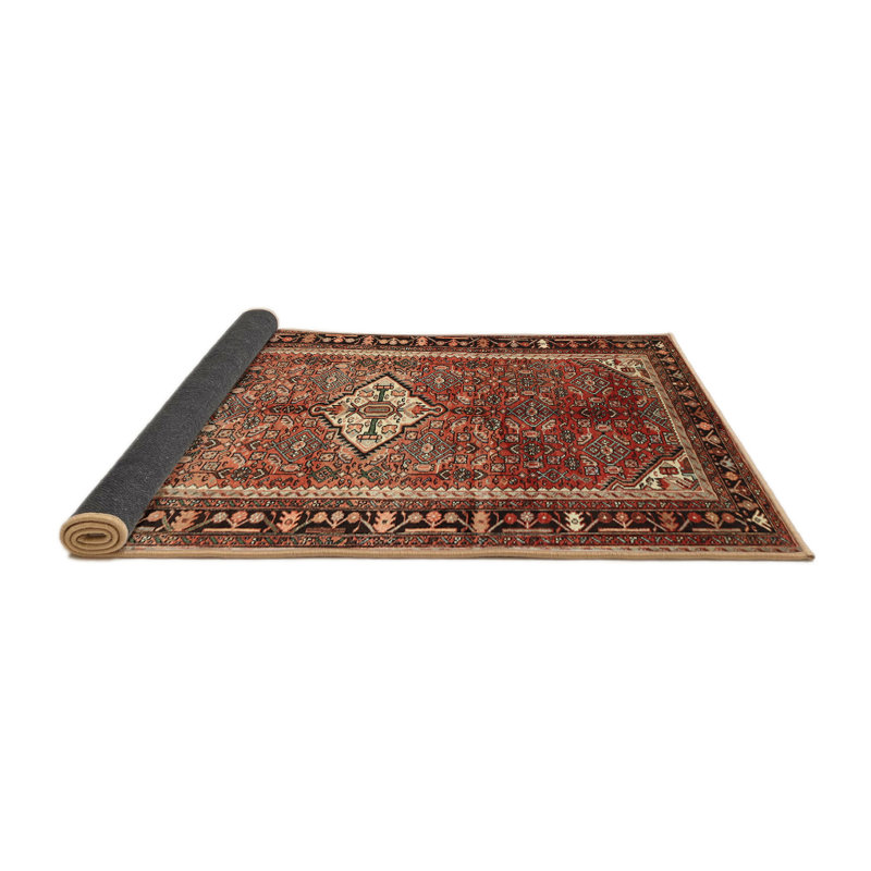 Tapis brun/noir/beige traditionnel, Rond 5 pi