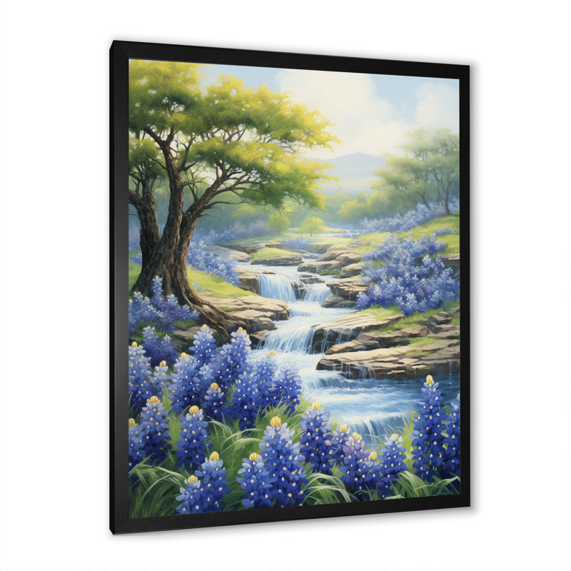 Blue Bonnets, impression romantique V - impression, Cadre photo noir, H 20 po x l 12 po x P 1 po