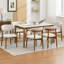 Ensemble de 4 chaises de salle à manger en bois rembourrées en tissu de style moderne Mid-Century, beige
