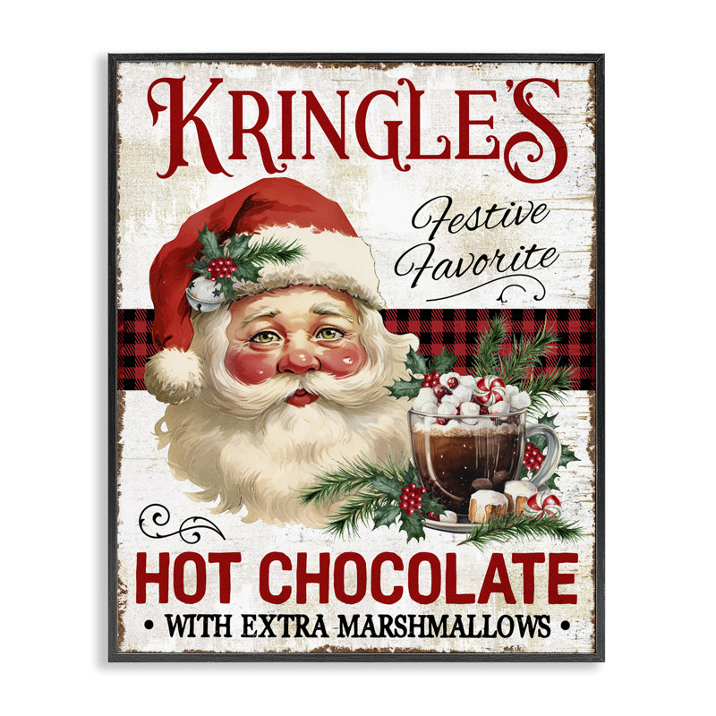 Art giclée au chocolat chaud de Kringle par Creatif Belle, Giclée encadrée noir minuit, H 14 po x l 11 po