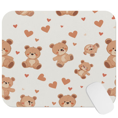Cute Teddy Bear Pattern VI Children's Gaming Cute Office Laptop Desk Pad Gift Mat Square Rectangle Non-Slip Mousepad