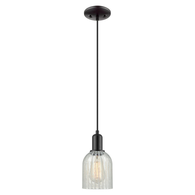 Arcadia - Lambrecht - 1 Light 5" Cord Hung Mini Pendant, Mouchette, Matte Black