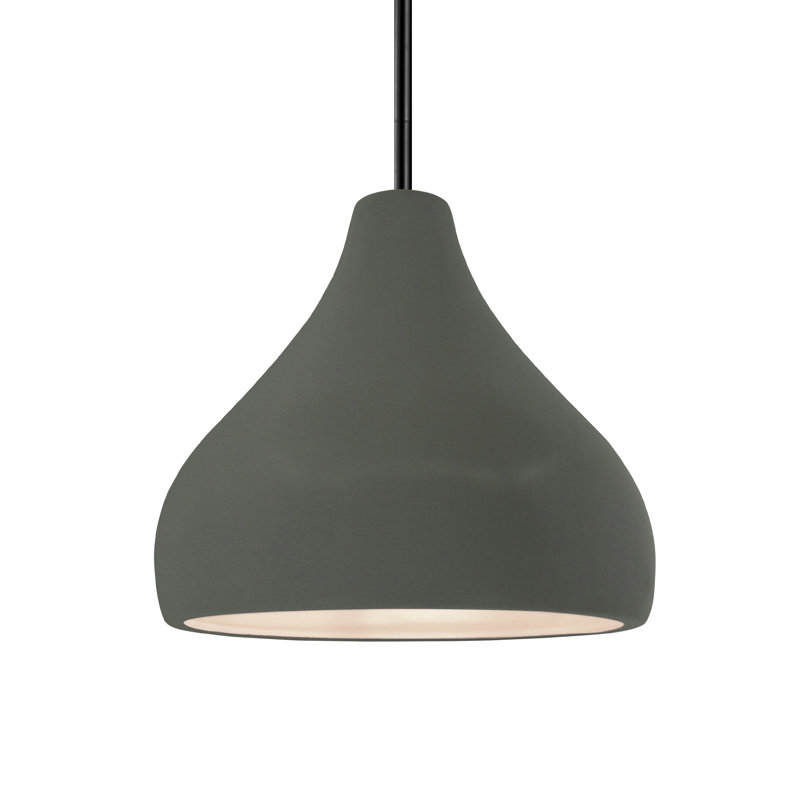 Luminaire suspendu à 1 lumière Meydan, H 8 po x l 11,5 po x P 11,5 po, Étain, vert, Noir mat