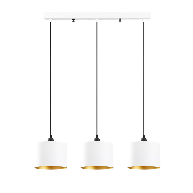 Lustre scandinave élégant, 27,6 po x 7,9 po, hauteur réglable 43,3 po | Corps en métal, finition blanche | 3 x douilles E27 (40 W maximum) | Éclairage élégant pour les maisons modernes, les salons et les salles à manger
