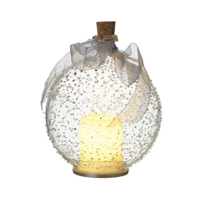 12cm Glass Lighted Ball Ornament