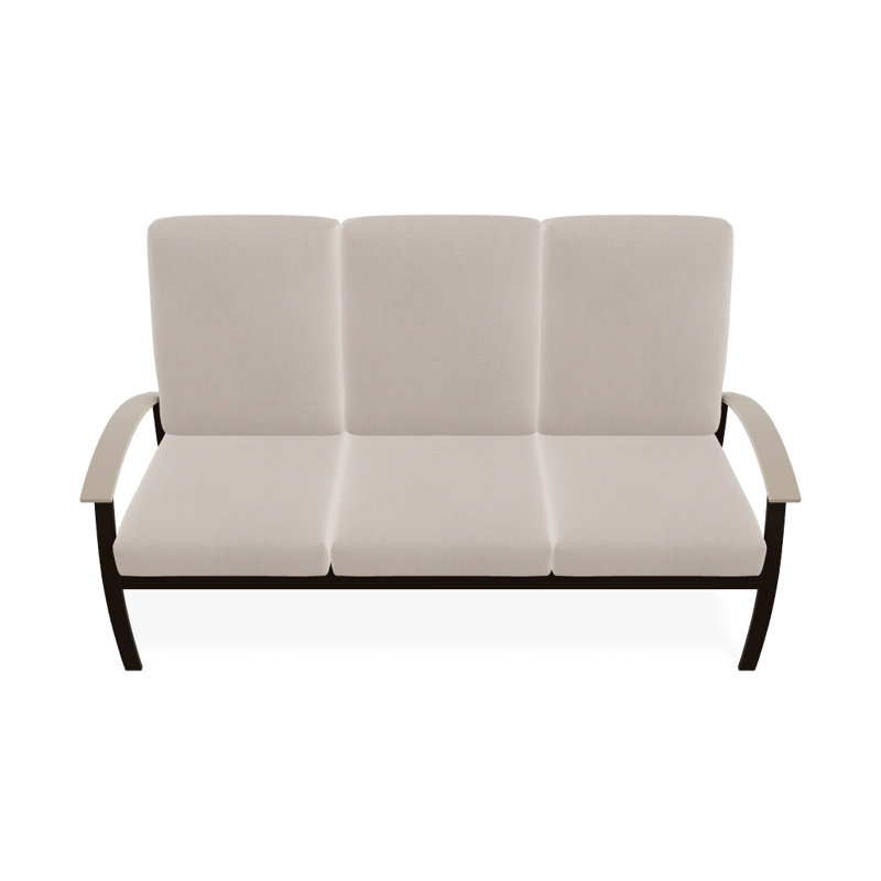 Belle Isle Outdoor 3 - Seat Patio Sofa, Textured Kona, Cabana Classic Black Stripe Sunbrella®