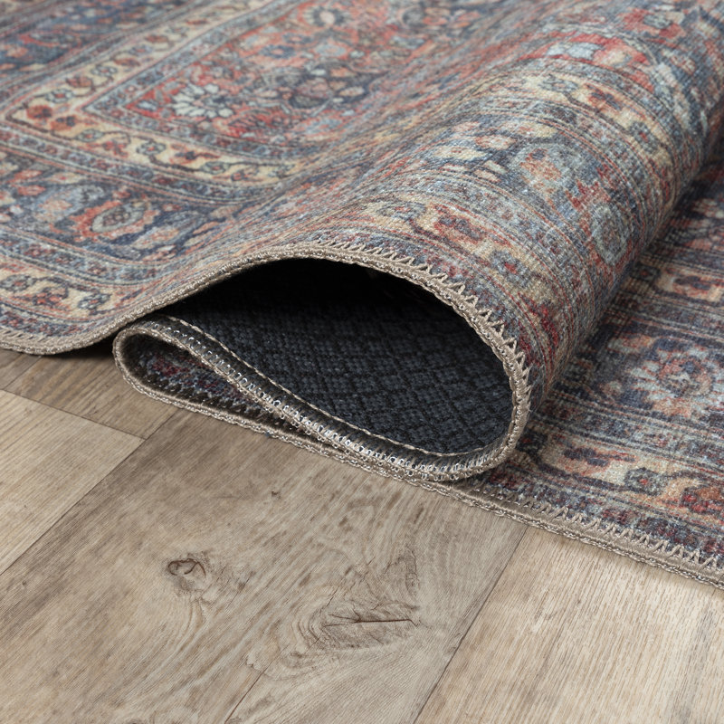  Washable Non-Slip Rug - Multicolor Traditional Medallion Area Rug for Living Room, Bedroom, Dining Room, and Kitchen
