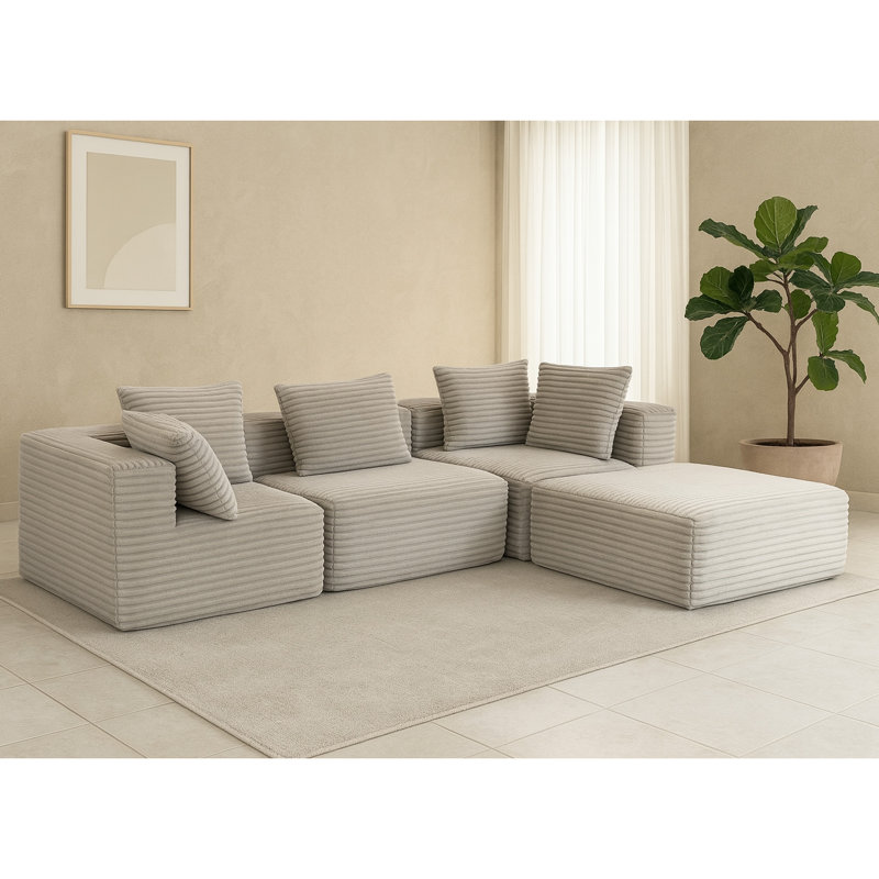 Gris fumé, velours côtelé, conception compressée, sièges moelleux, configuration modulaire, salon à la maison - tout compressé, velours côtelé, sièges de salon, modulaire, espace