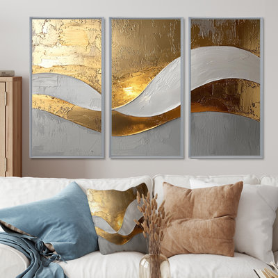 Newman I - art mural vagues pour le salon - ensemble de 3