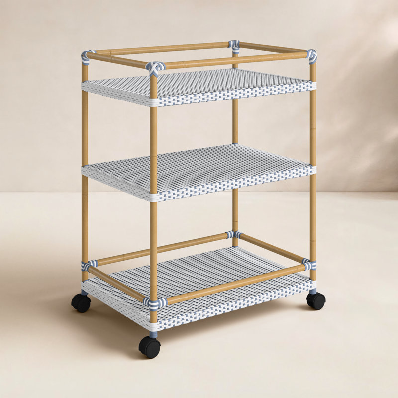 Chariot-bar Ellie avec matériau extérieur en métal, Bleu / blanc