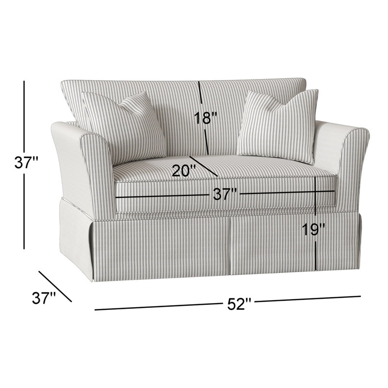 Chaise et demi rembourrée Shelby, Croisière gris rayé