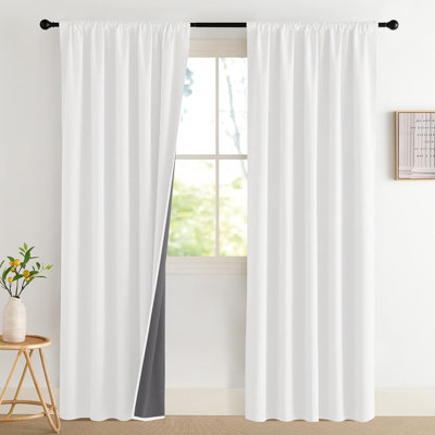 NICETOWN Burlap Vintage 2 Panels Faux Linen 100% Blackout Curtains, Rod Pocket Style, Thermal Insulated & Noise Reducing Drapes for Living Room, Bedroom, Modern, Farmhouse