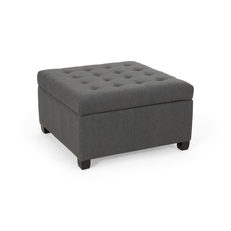 Upholstered Ottoman, Dark Gray, Fabric
