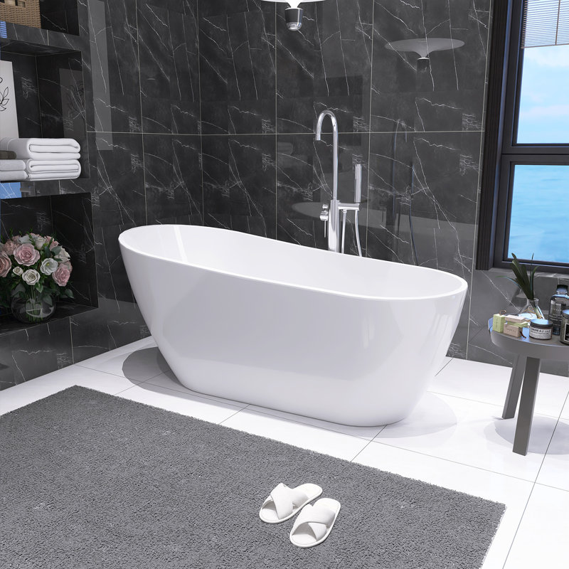 67" X 31.5" Freestanding Tub Acrylic Soaking Bathtub