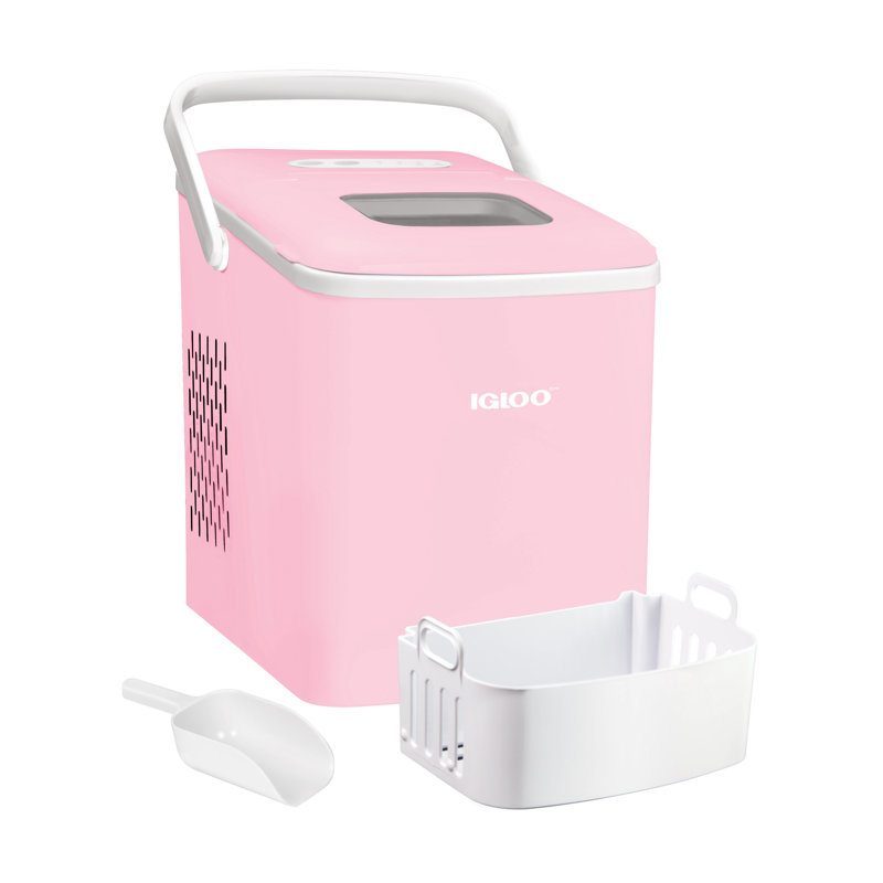 Igloo 26-Pound Automatic Self-Cleaning Portable Countertop Ice Maker Machine With Handle, Pink