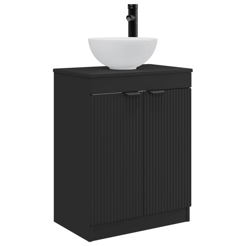 Single Bathroom Vanity with Ceramic Basin, Black