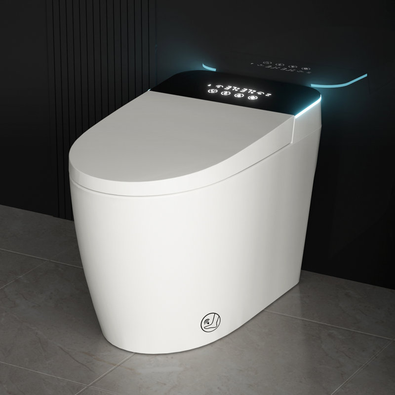 One Piece Smart Toilet With Night Light, Dryer, Tankless Design, Automatic Lid, Heated Seat, Auto Flush, Remote Control, And Soft Close For Modern Bathrooms