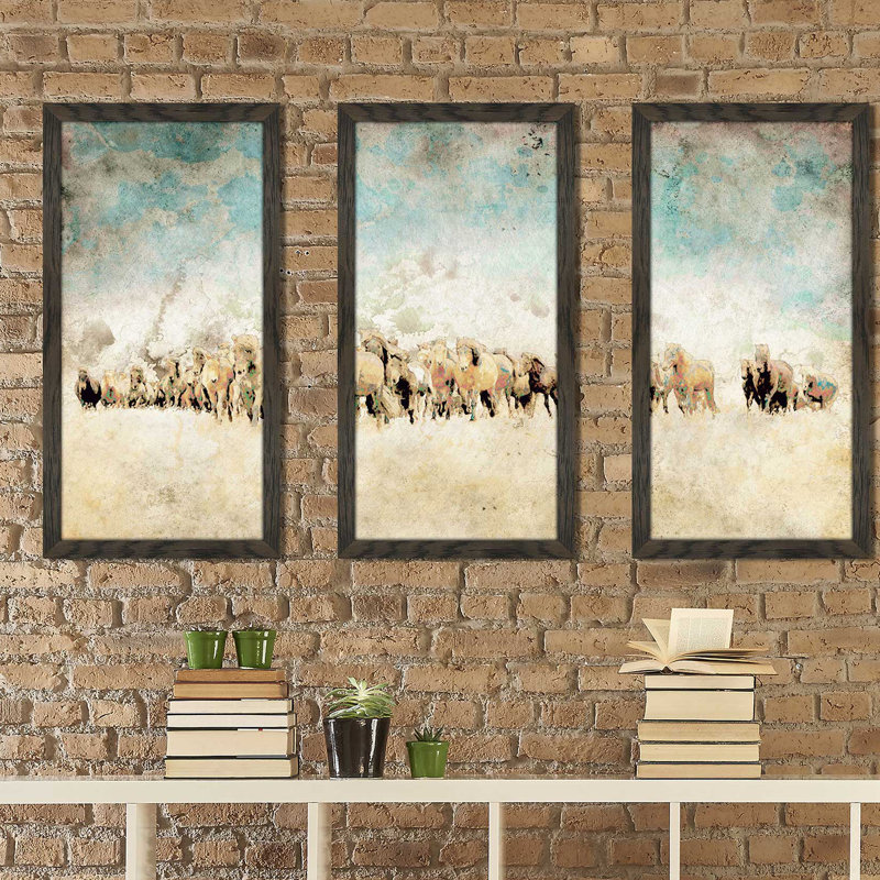 «RoAMing Horses» par Ynon Mabat - cadre photo imprimé multi-pièces, L 40,5 po x H 25,5 po x P 1 po