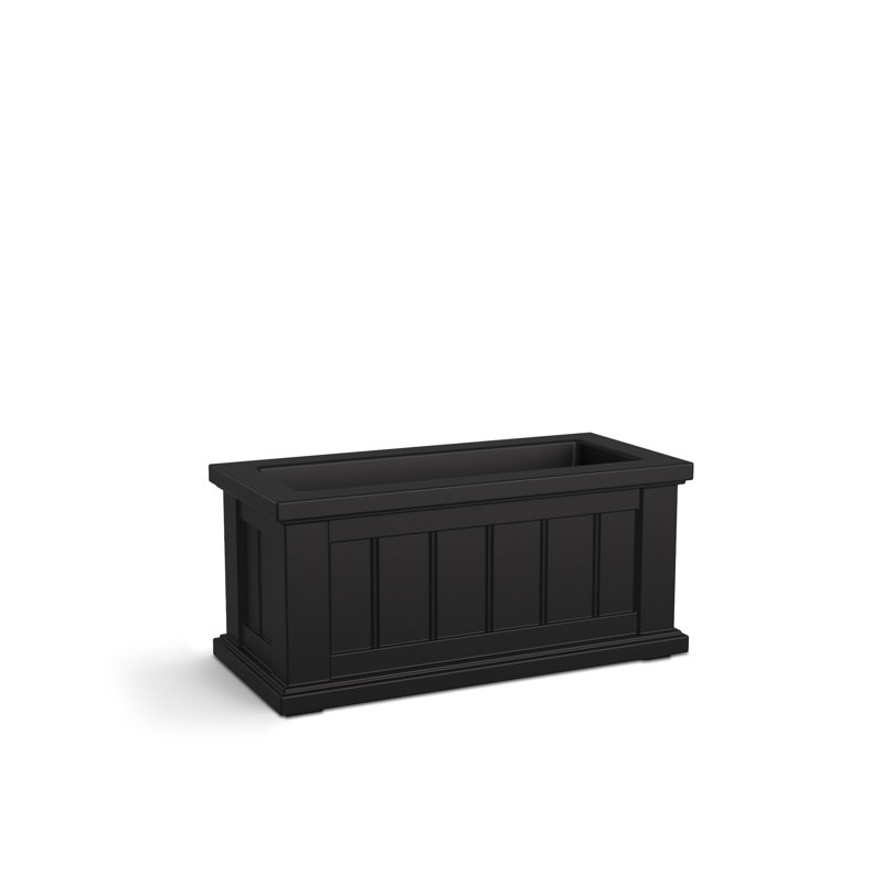 Bac à fleurs en résine avec réservoir d'eau Selevae, H 11 po x l 24 po x P 11 po, Noir, noir, noir, noir
