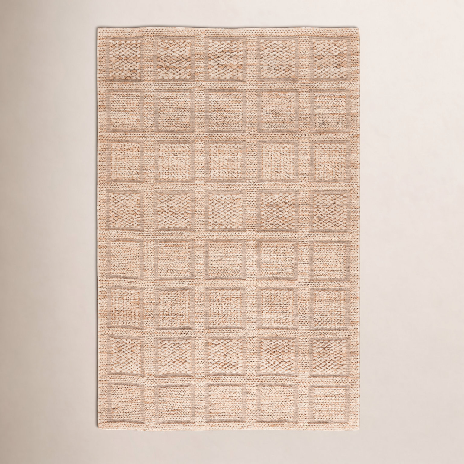 Hand-Woven Plaid Jute Rug, Rectangle 5' x 8'