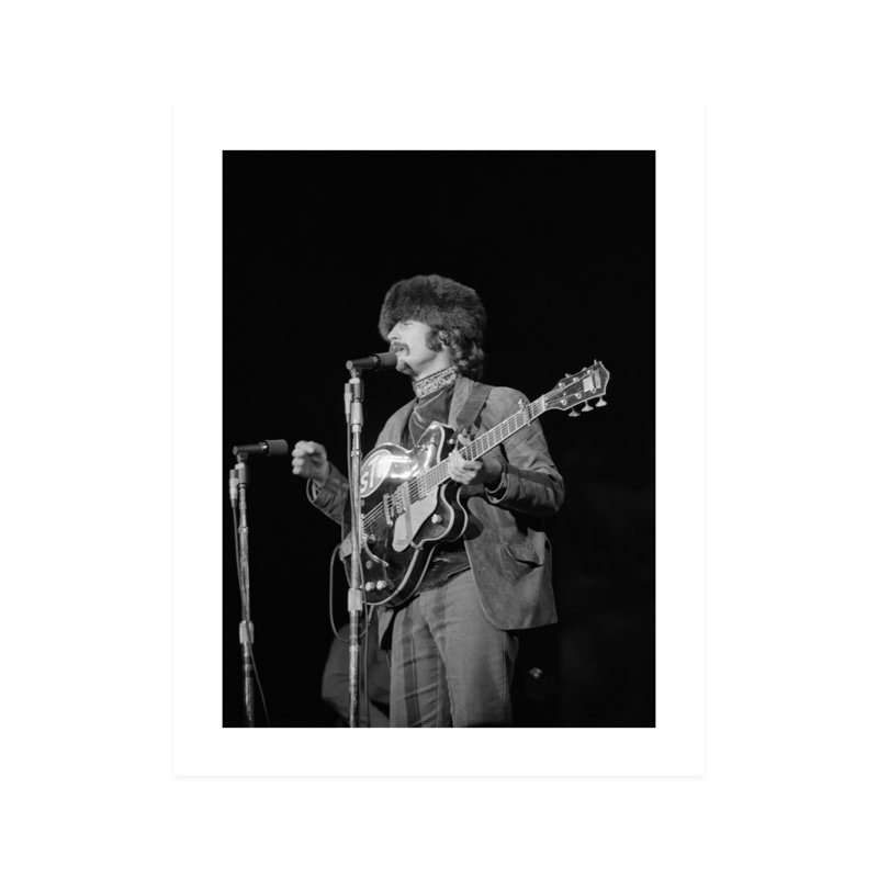 David Crosby en chapeau de fourrure chantant dans un micro - photographie non encadrée, H 10 po x l 8 po