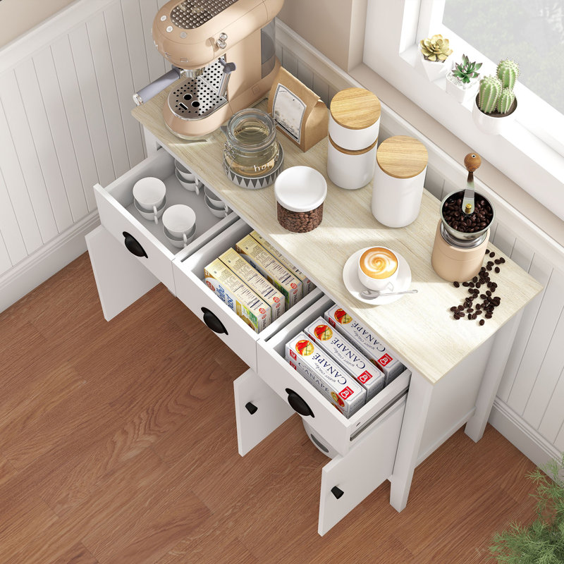 Buffet, armoire à café 40 po, blanc