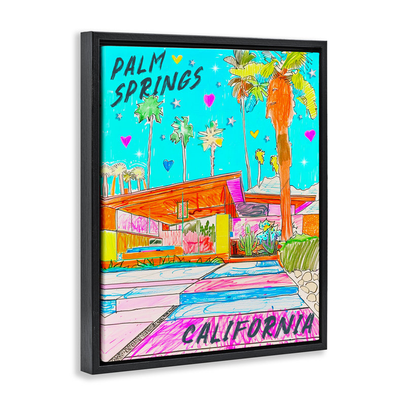 Cadre flottant Palm Springs Canyon, design par Jess Stempel, H 21 po x l 17 po, Cadre flottant noir de jais