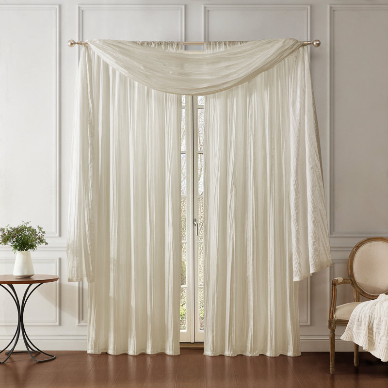 Danielly Solid Semi-Sheer Rod Pocket Curtain Panels, 52" x 95", Ivory