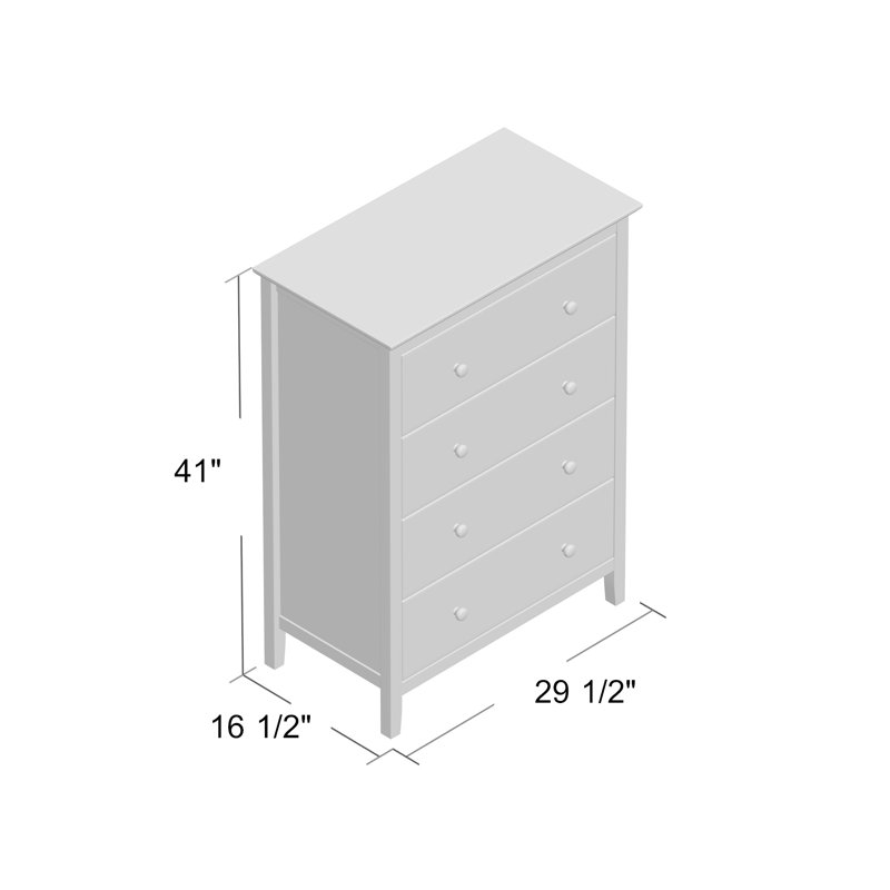 Calumet Heimann Solid Wood 4 Drawer Dresser, Unfinished