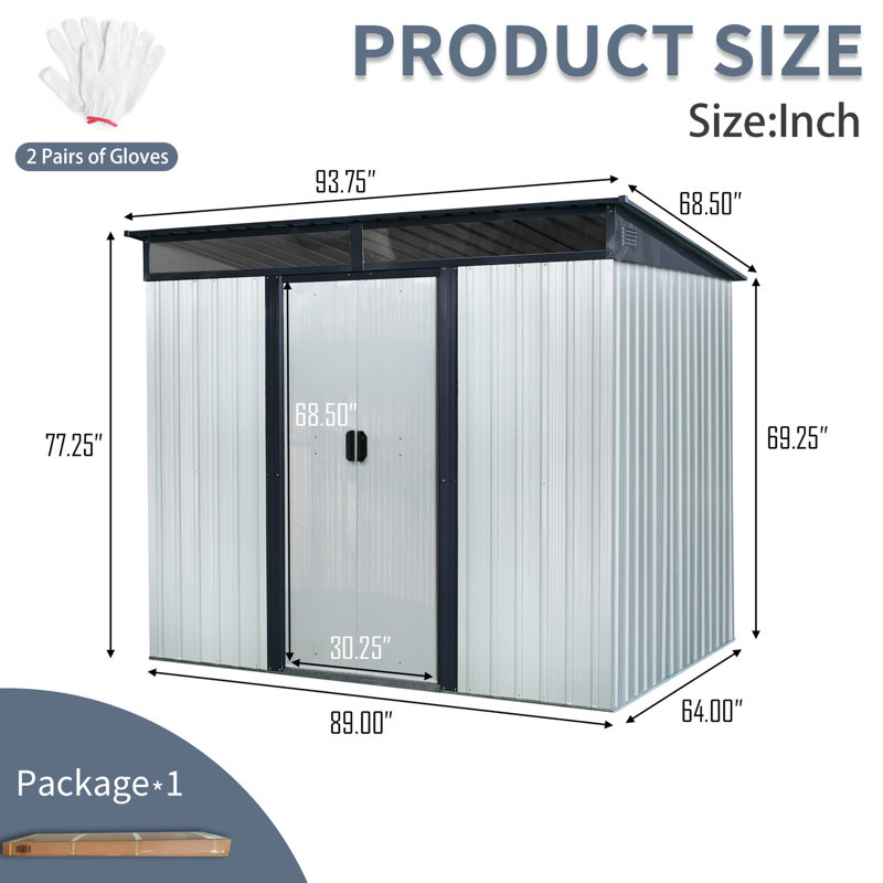 Rangement extérieur verrouillable en métal 8 x 6 pi - Jardin sécuritaire, équipement de pelouse avec résistance idéal pour