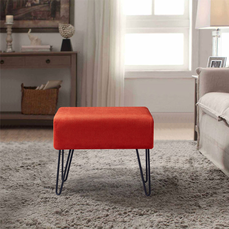 48.3cm Wide Rectangle Solid Colour Standard Ottoman, Burnt Orange Polyester