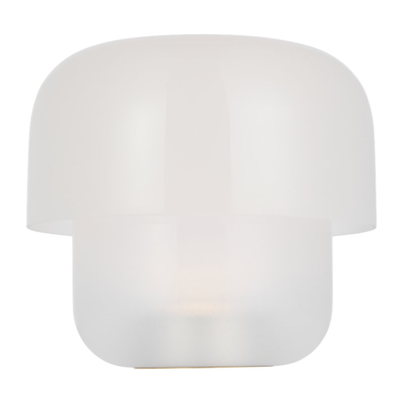 Kelly Wearstler Bolete 1-light Small Table Lamp in Hand Rubbed Antique Brass, White, 9.6" H x 10.3" W x 10.3" D