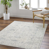 Loganne Beige/Dark Blue Machine Washable Area Rug