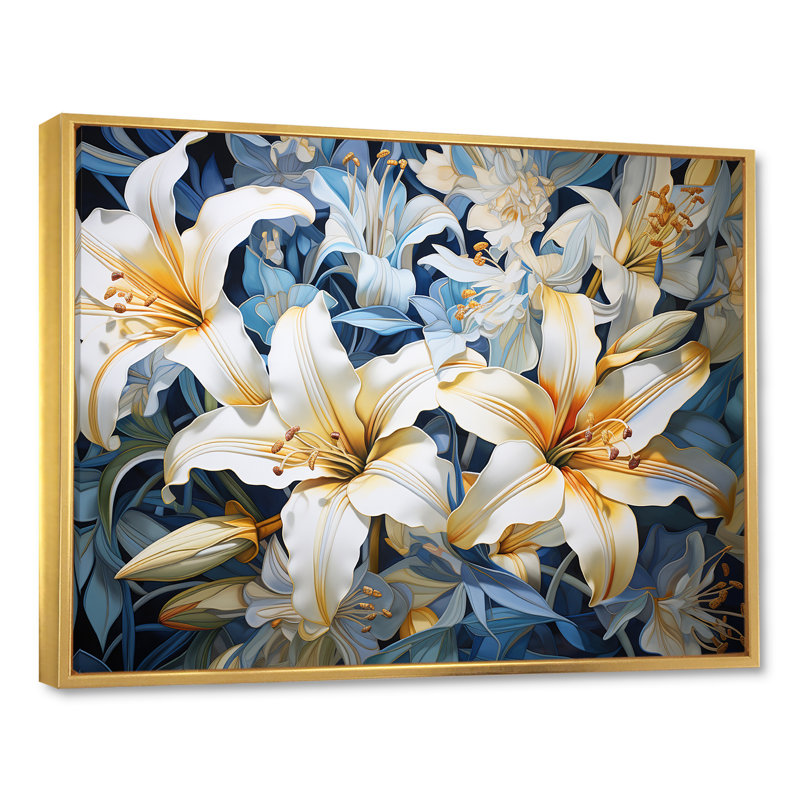Pure Lily Beauty Whispers sur toile, H 30 po x l 40 po x P 1,5 po, Cadre flottant doré