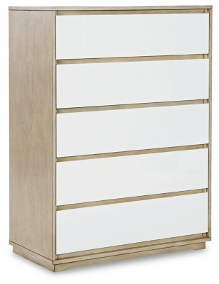 White Glossy 50" Chest of Drawers with Soft Close Dovetail Drawer