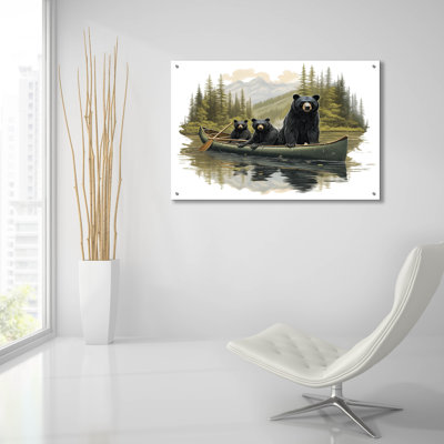  «Black Bear Canoe Mountains» par Jim Baldwin, art mural en verre acrylique, 36 po x 24 po