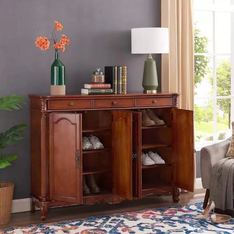 Cherry Solid Wood Shoe Storage Bench